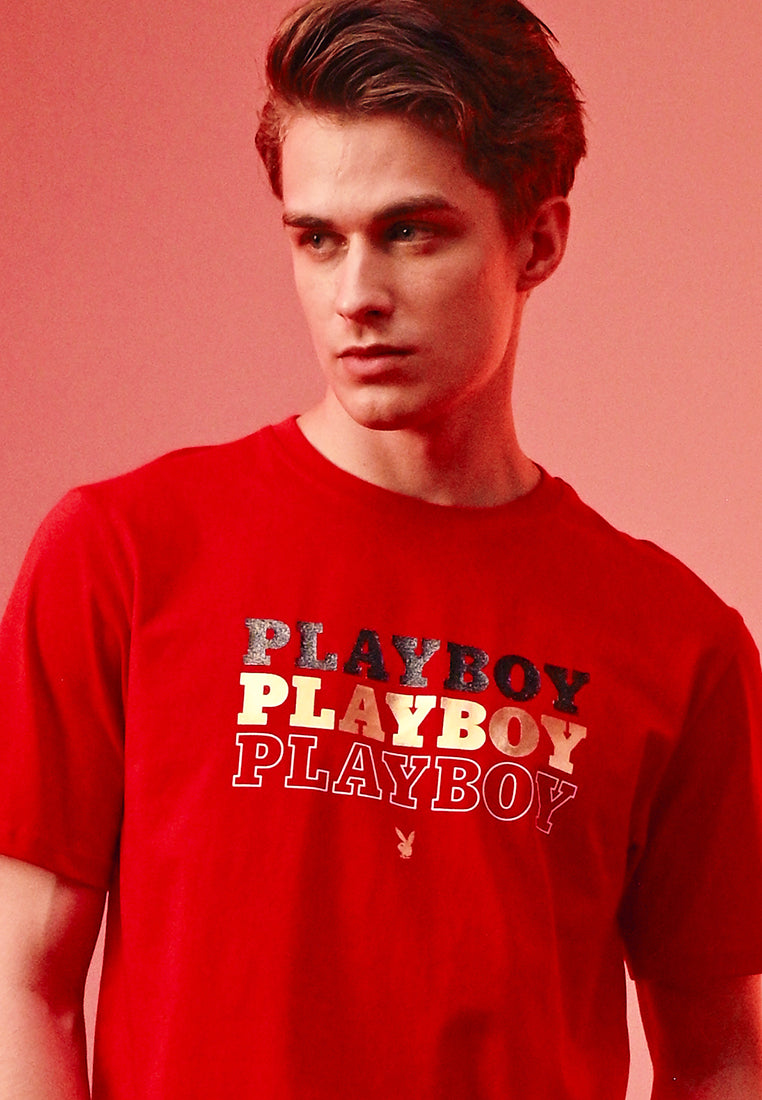 Playboy x SUB Men Short-Sleeve Graphic Tee - Red - 410384