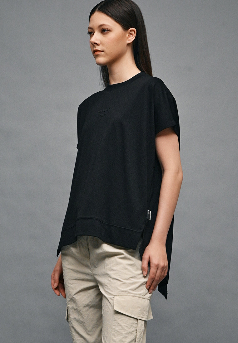 Women Oversized Sleeveless Fashion Tee - Black - 410302