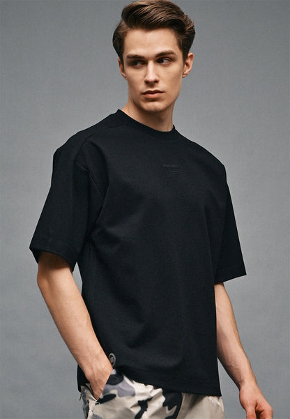 Men Oversized T-Shirt Short Sleeve - Black - 410328