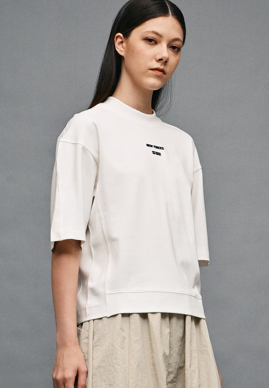 Women Oversized Short-Sleeve Fashion Tee - White - 410299