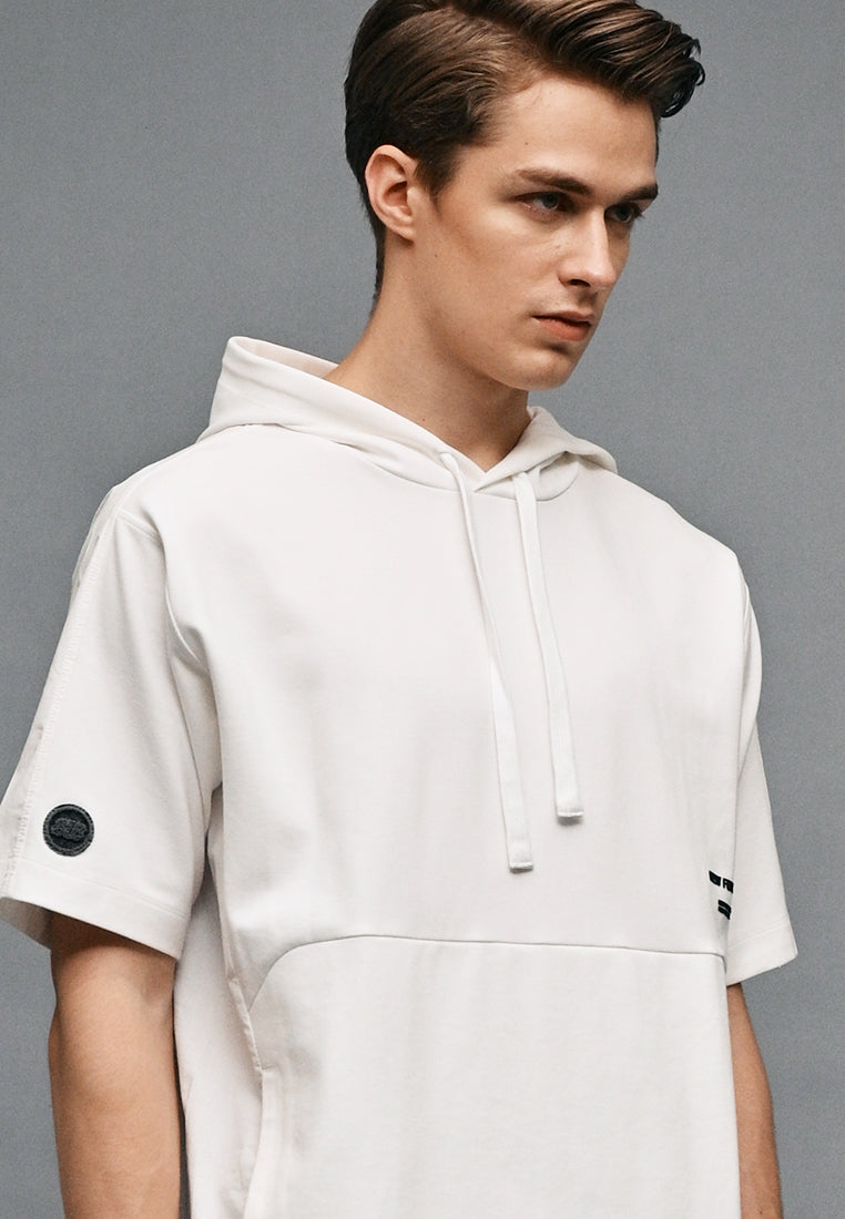 Men Short-Sleeve Oversized Sweatshirt Hoodie - White - 410329