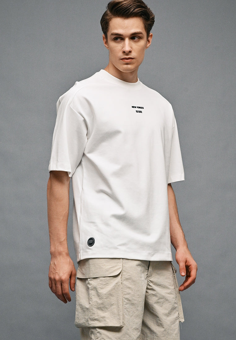 Men Oversized T-Shirt Short Sleeve - White - 410327