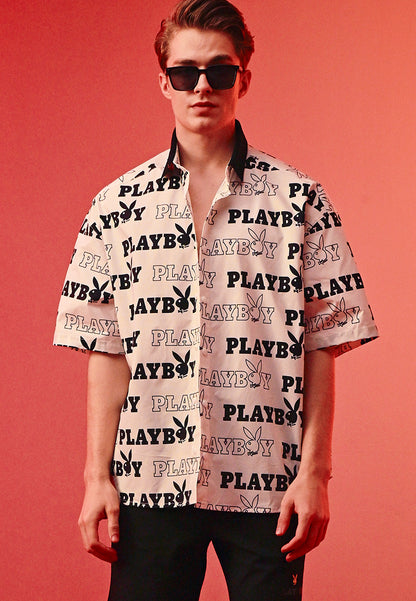 Playboy x SUB Men Oversized Short-Sleeve Shirt - Black - 410375