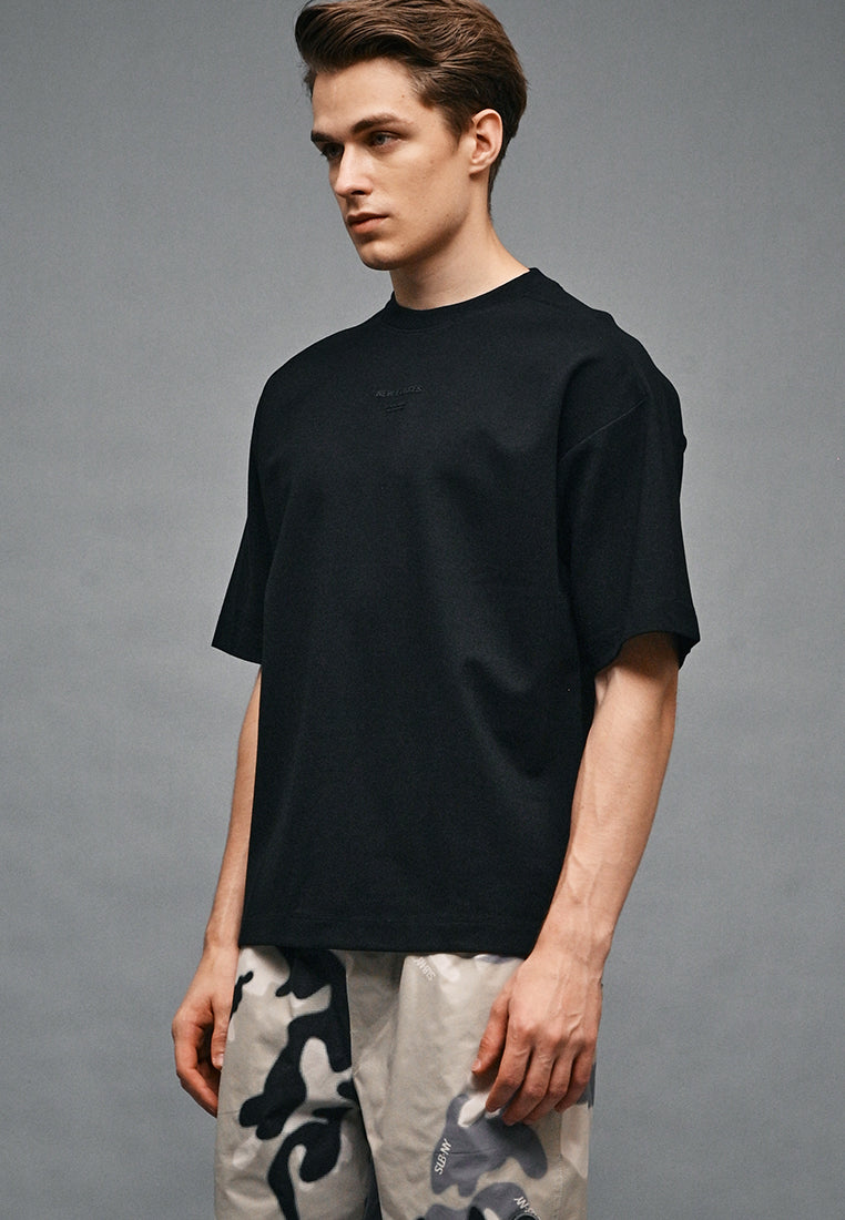 Men Oversized T-Shirt Short Sleeve - Black - 410328