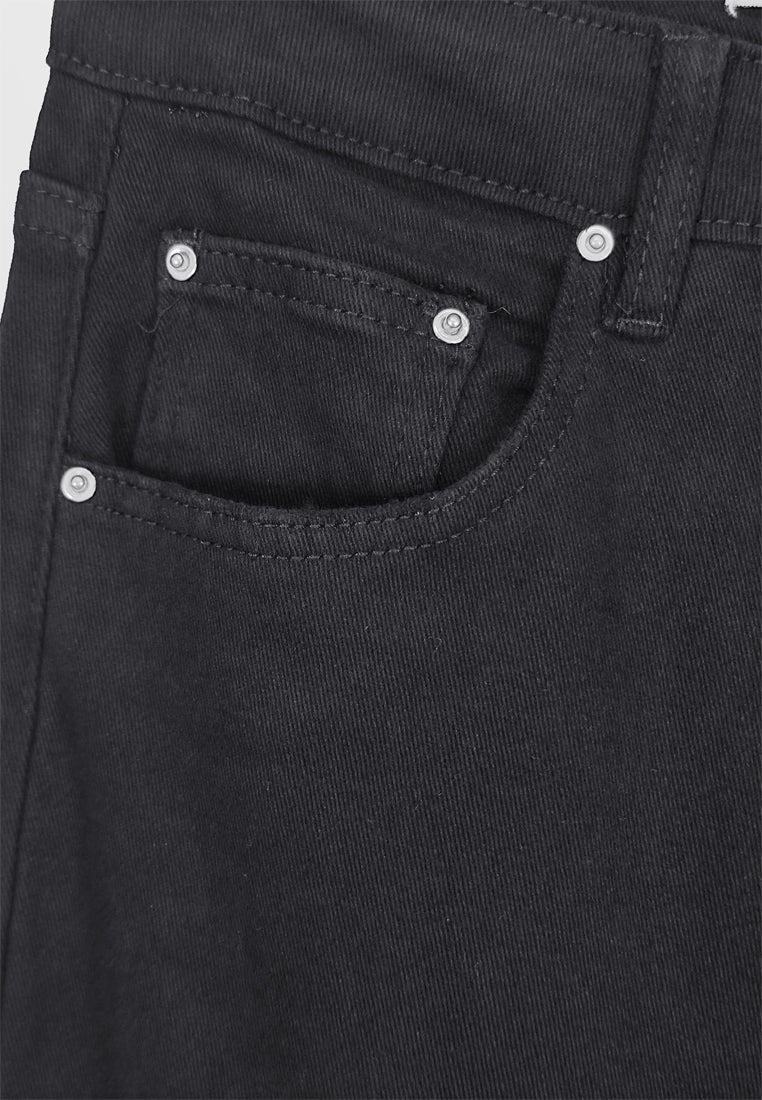 Men Straight Cut Long Jeans - Black - 410198