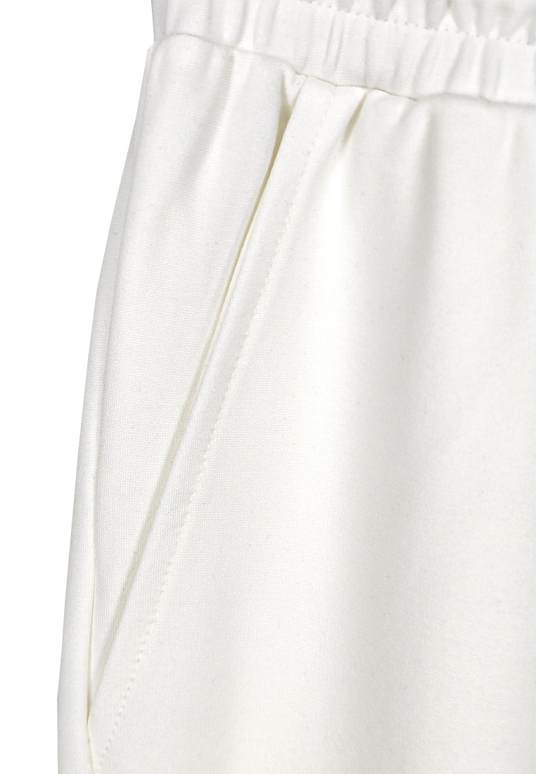 Women Wide Leg Long Jogger - White - 310206