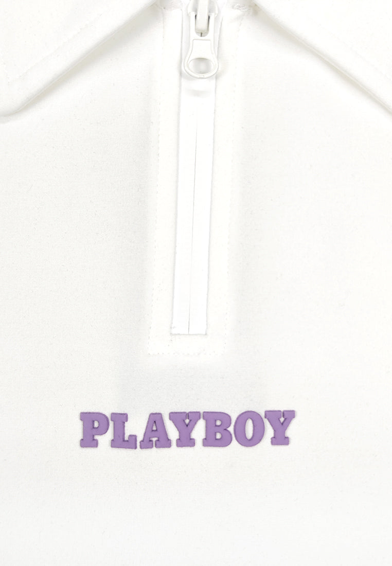 Playboy x SUB Women Cropped Polo Tee - White - 410105