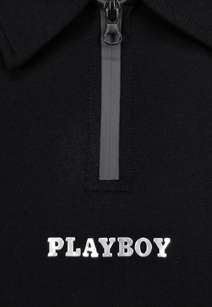 Playboy x SUB Women Cropped Polo Tee - Black - 410104