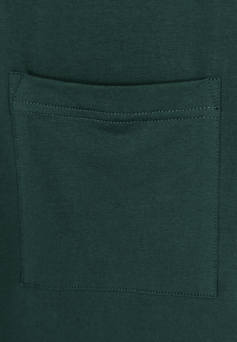 Men Oversized T-Shirt Short Sleeve - Dark Green - 410298