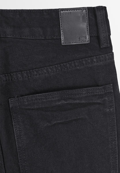 Women Straight Cut Long Jeans - Black - 310237