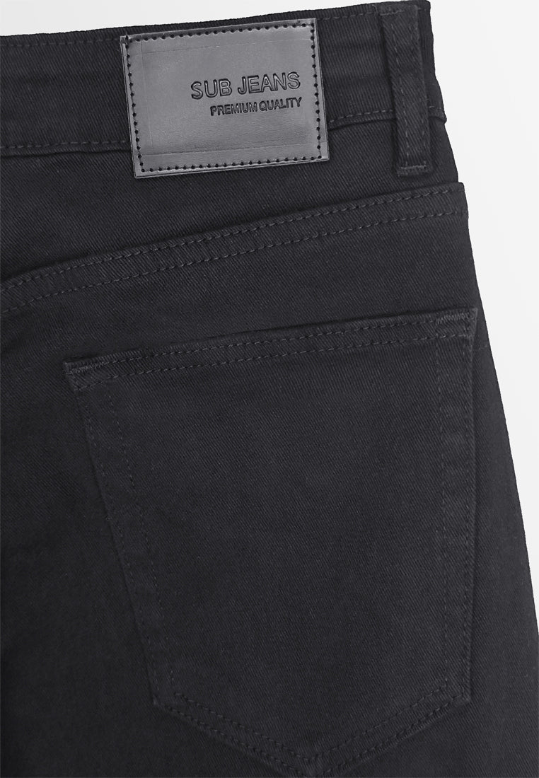 Men Straight Cut Long Jeans - Black - 410198