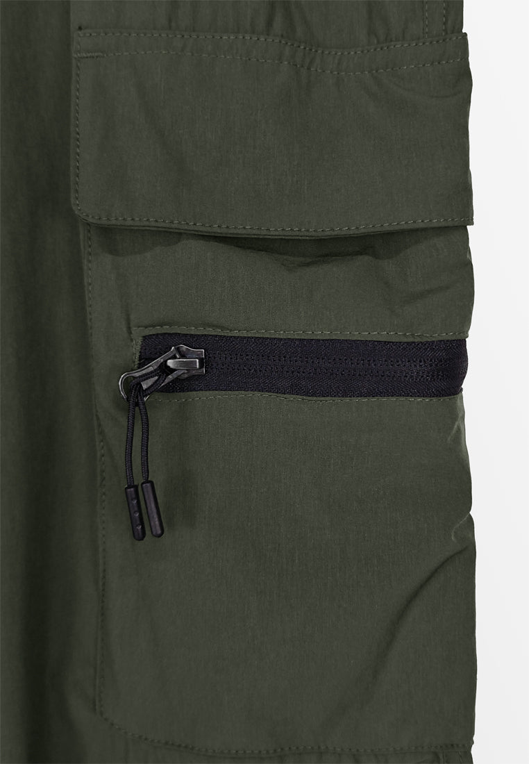 Men Woven Long Jogger - Army Green - 410056