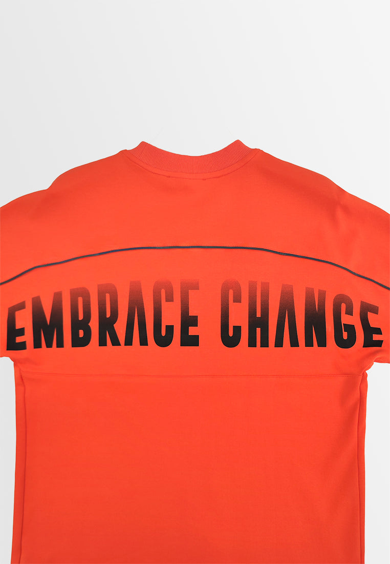 Men Oversized T-Shirt Short Sleeve - Orange - 410366