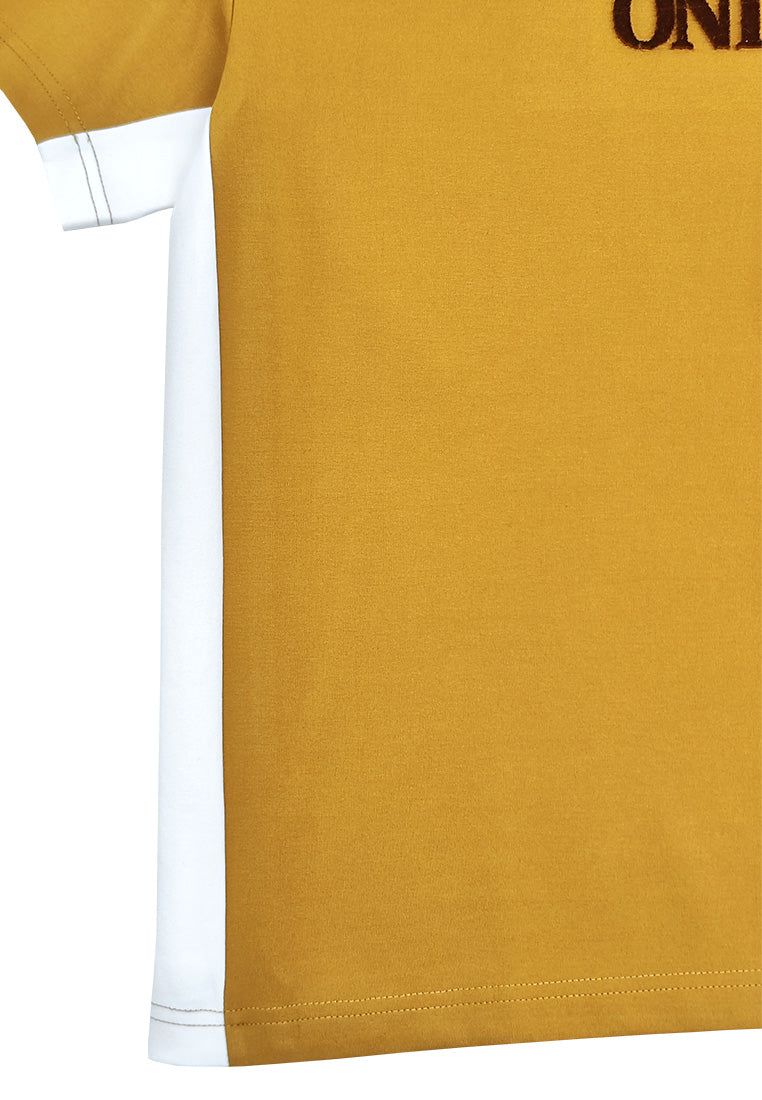 Men Oversized T-Shirt Short Sleeve - Dark Yellow - 410038