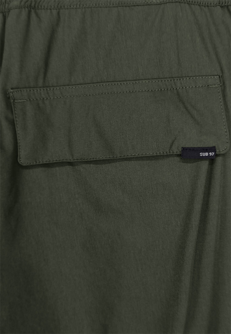 Men Woven Long Jogger - Army Green - 410056