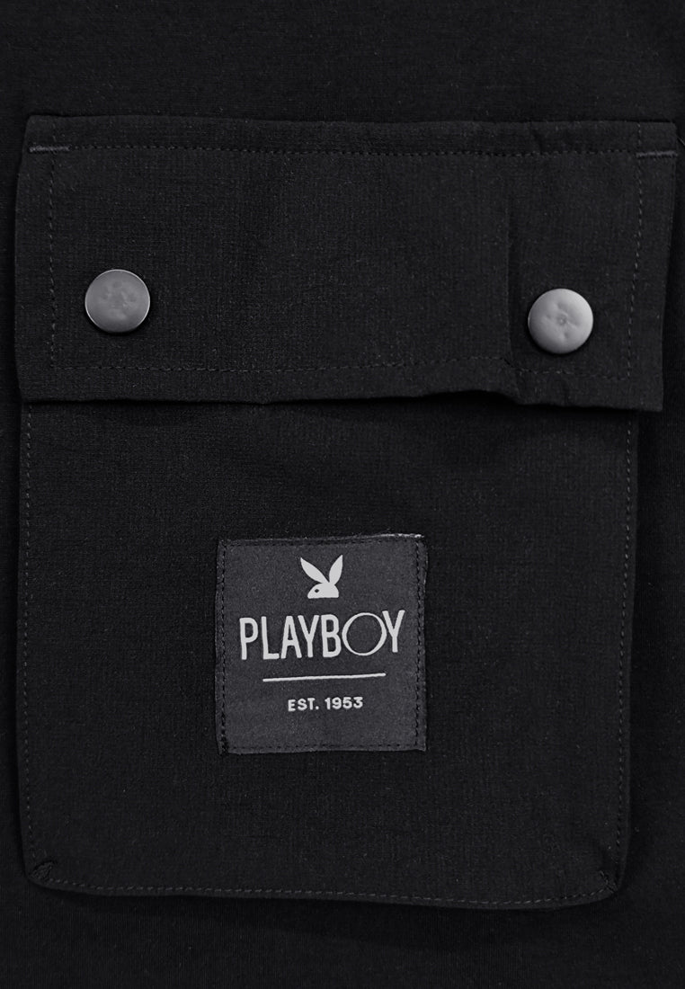 Playboy x SUB Men Short-Sleeve Sweatshirt Hoodie - Black - 410160