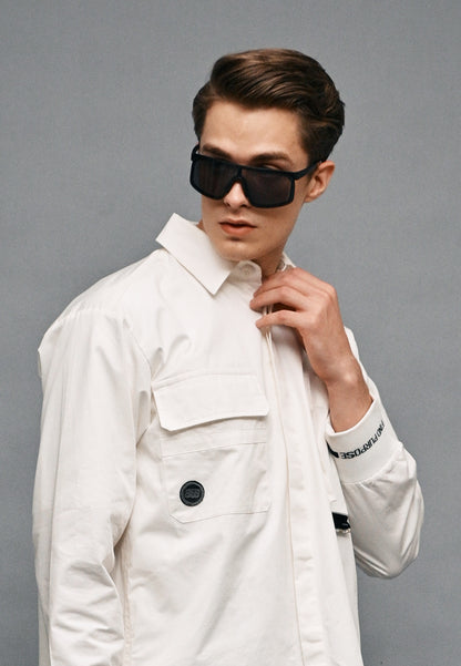 Men Oversized Long-Sleeve Shirt - White - 410333