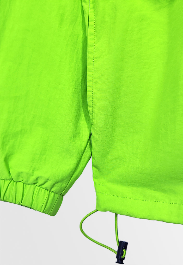 Men Nylon Bomber Jacket - Neon Green - H2M720