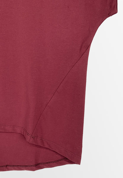 Women Short-Sleeve Basic Tee - Maroon - 310220