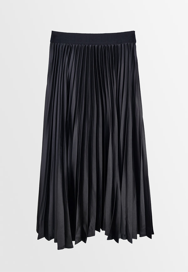 Women Pleated Long Skirt - Black - 310128