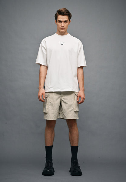 Men Oversized T-Shirt Short Sleeve - White - 410327