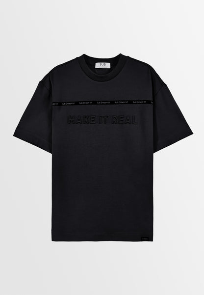 Men Oversized T-Shirt Short Sleeve - Black - 310014