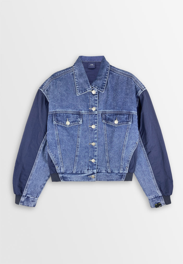 Women Oversized Denim Jacket - Blue - 410298