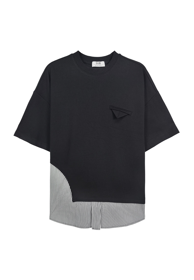 Men Oversized T-Shirt Short Sleeve - Black - 310172