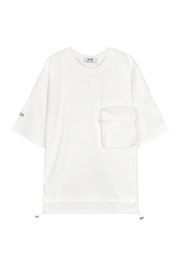 Men Oversized T-Shirt Short Sleeve - White - 310166