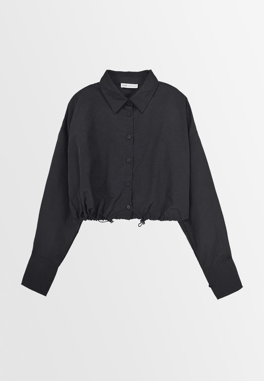 Women Long-Sleeve Blouse - Black - 310032