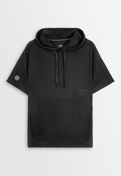 Men Short-Sleeve Oversized Sweatshirt Hoodie - Black - 410330