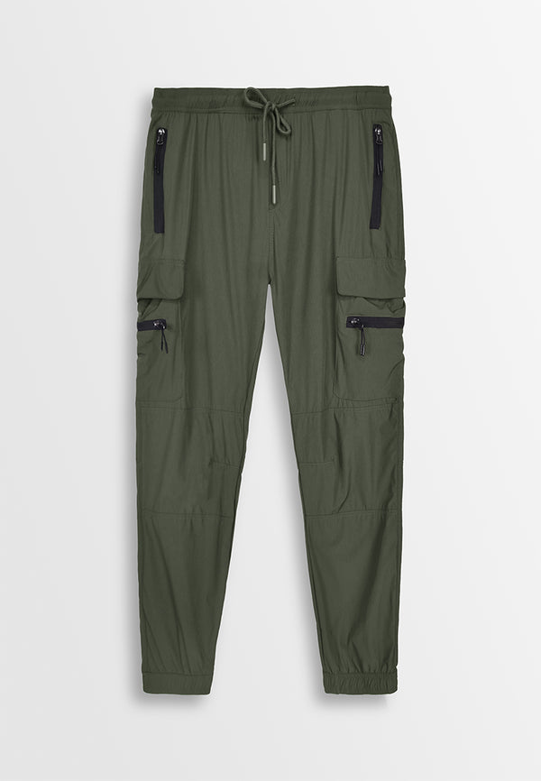 Men Woven Long Jogger - Army Green - 410056