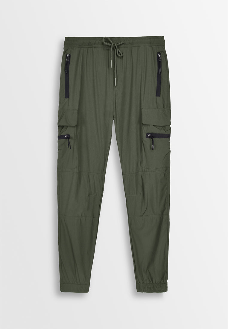 Men Woven Long Jogger - Army Green - 410056