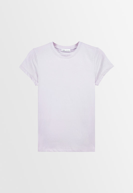 Women Short-Sleeve Basic Tee - Purple - F3W850