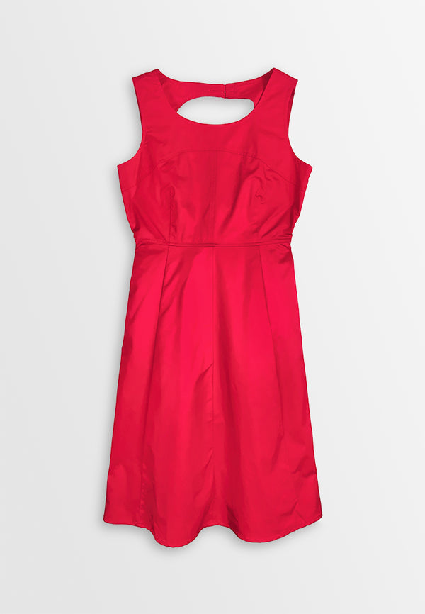 Women Sleeveless Midi Dress - Red - 410367