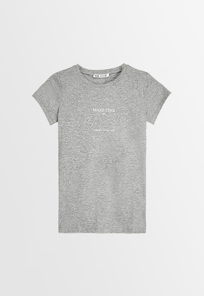 Women Short-Sleeve Graphic Tee - Grey - 310048