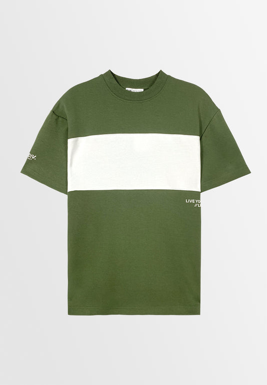 Men Oversized T-Shirt Short Sleeve - Army Green - 310193