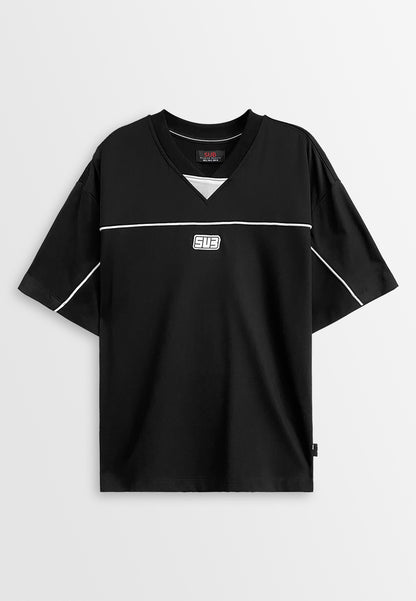 Men Oversized T-Shirt Short Sleeve - Black - 410439