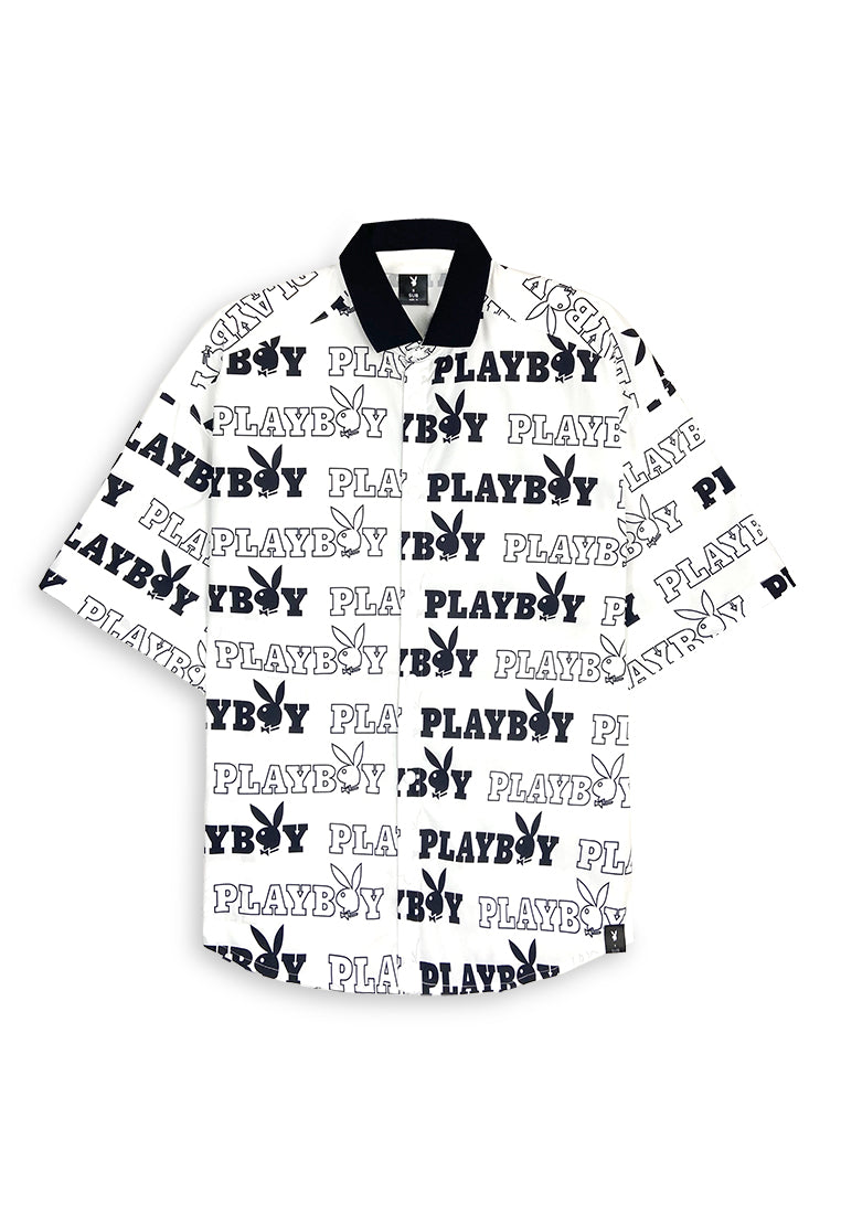 Playboy x SUB Men Oversized Short-Sleeve Shirt - Black - 410375