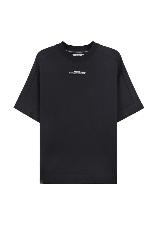 Men Oversized T-Shirt Short Sleeve - Black - 410070