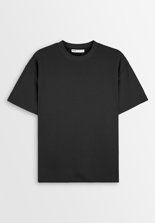 Men Oversized T-Shirt Short Sleeve - Black - 410414