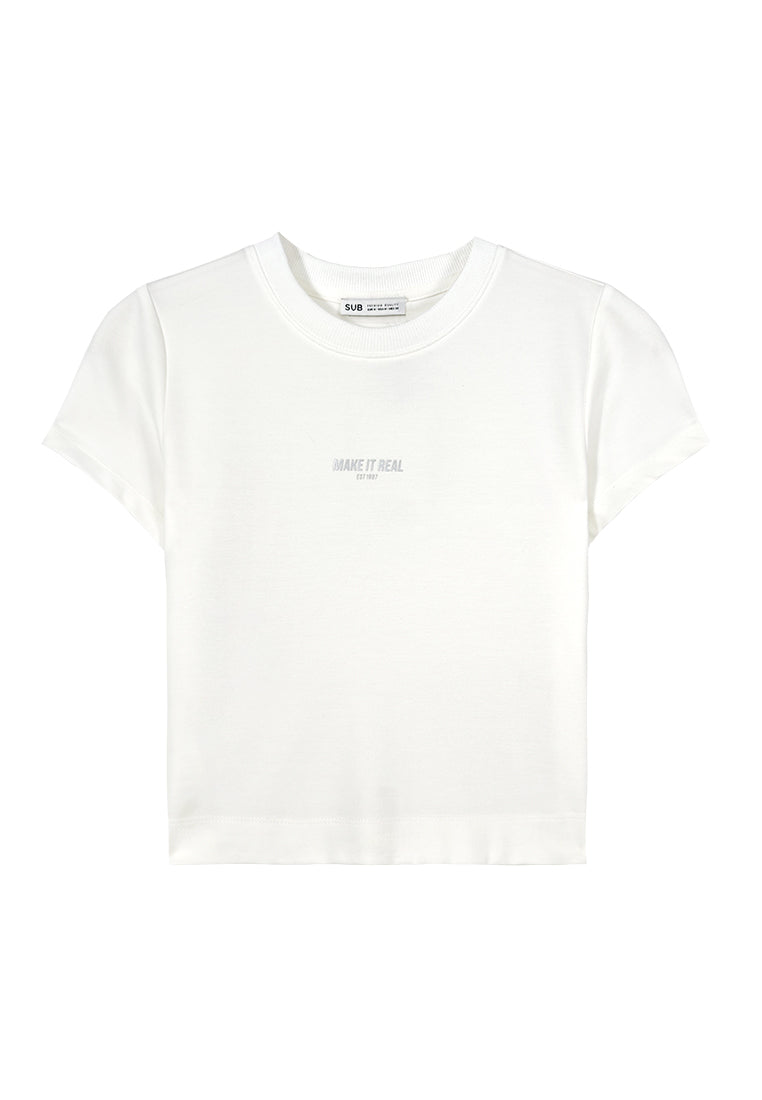 Women Short-Sleeve Fashion Tee - White - 310002