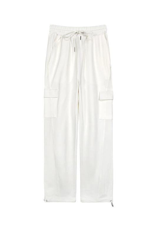 Women Long Cargo Pants - White - 410018