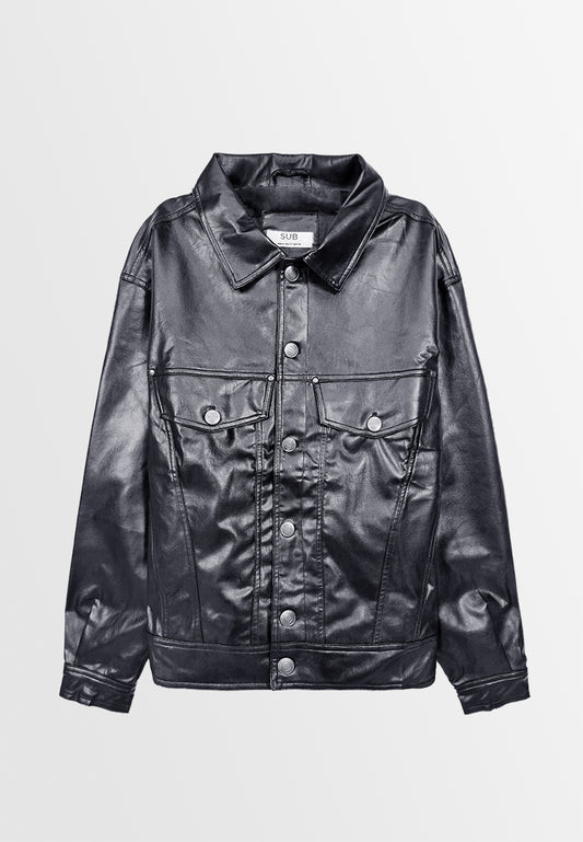 Men Leather Jacket - Black - M3M890