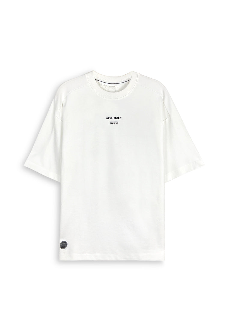 Men Oversized T-Shirt Short Sleeve - White - 410327