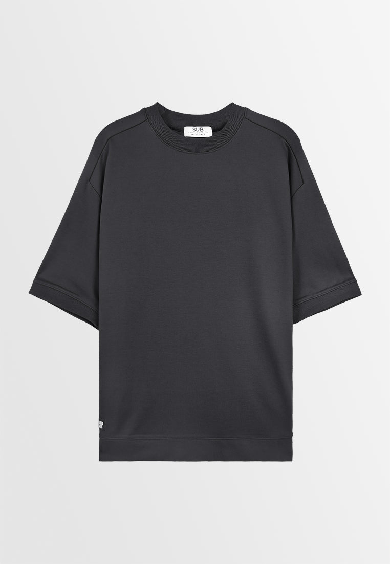 Men Oversized T-Shirt Short Sleeve - Black - 410044