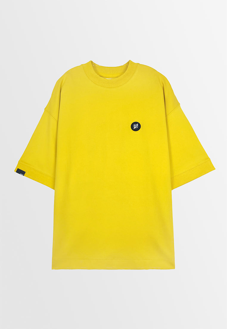 Men Oversized T-Shirt Short Sleeve - Yellow - 310112