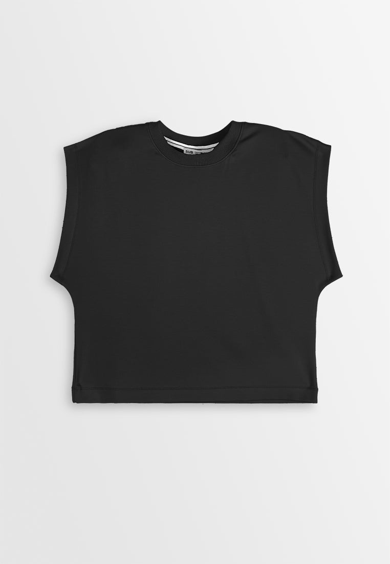 Women Sleeveless Fashion Tee - Black - 410469