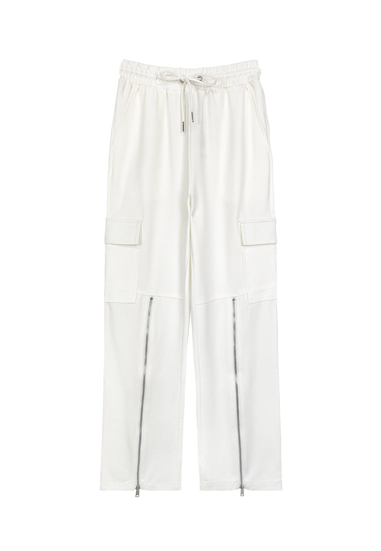 Women Wide Leg Long Jogger - White - 310206