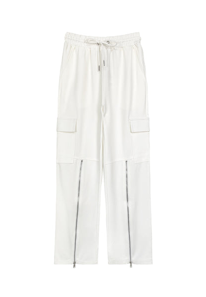 Women Wide Leg Long Jogger - White - 310206